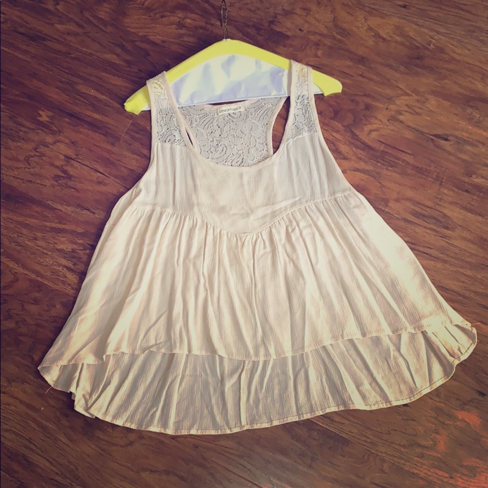 Beige High-Low Tank Top